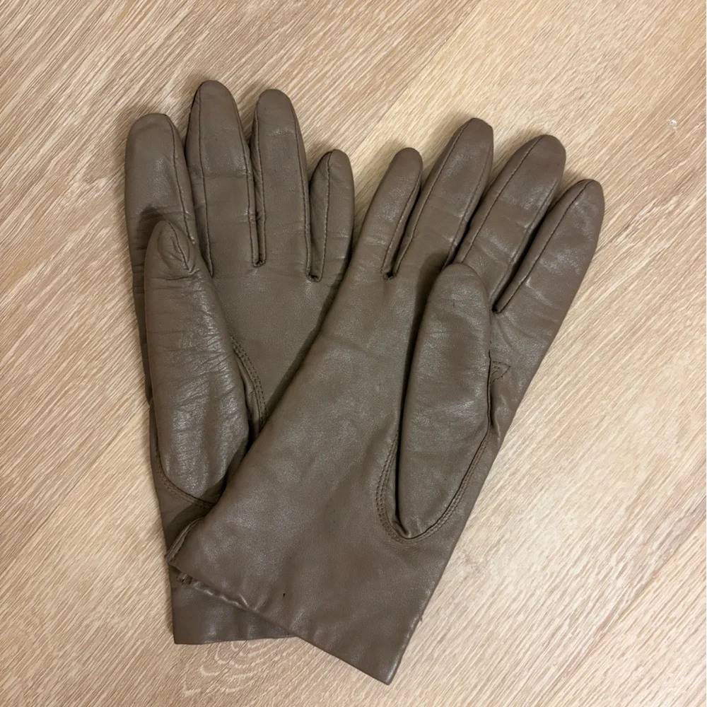 Vintage Fownes Brown Genuine Leather Lined Gloves Women’s 7.5